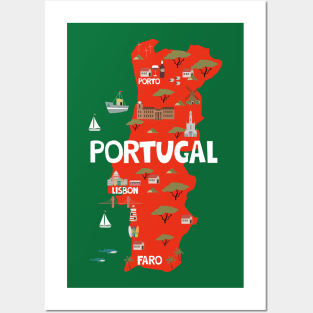 Portugal Illustrated Map Posters and Art